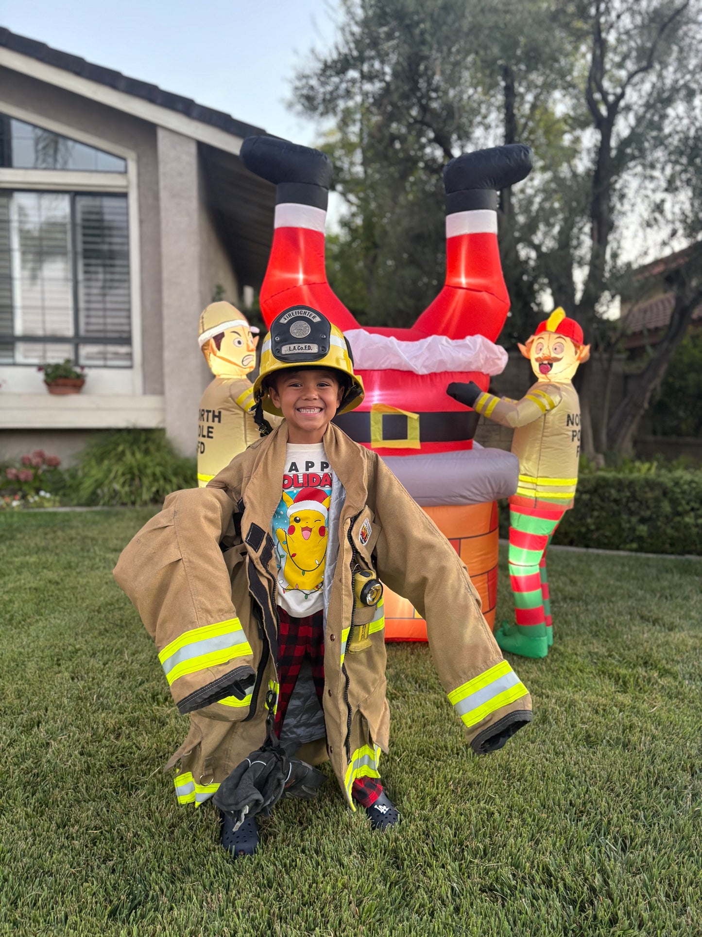 Firefighter Elves Rescuing Santa